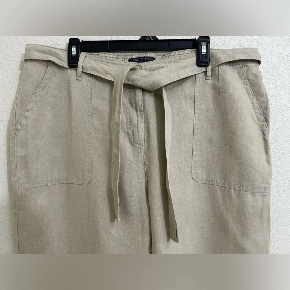 MYS collection 100% line Tan Straight Leg Pants with Lightweight Fabric 18 - Picture 3 of 14